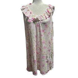 Lauren Ralph Lauren Floral Cotton Nightgown Ruffle Neck Sleep Dress Size Small